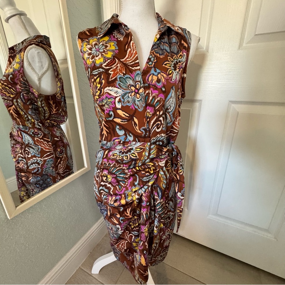 Anthropologie Drew Paisley Sleeveless Shirt Dress  Sz Small